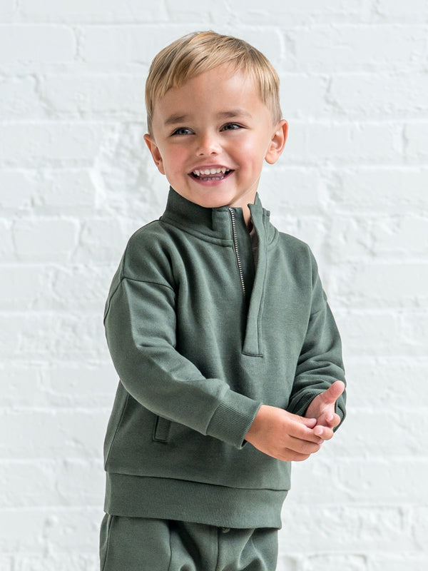 Eunan Fleece Half Zip Pullover Sweatshirt