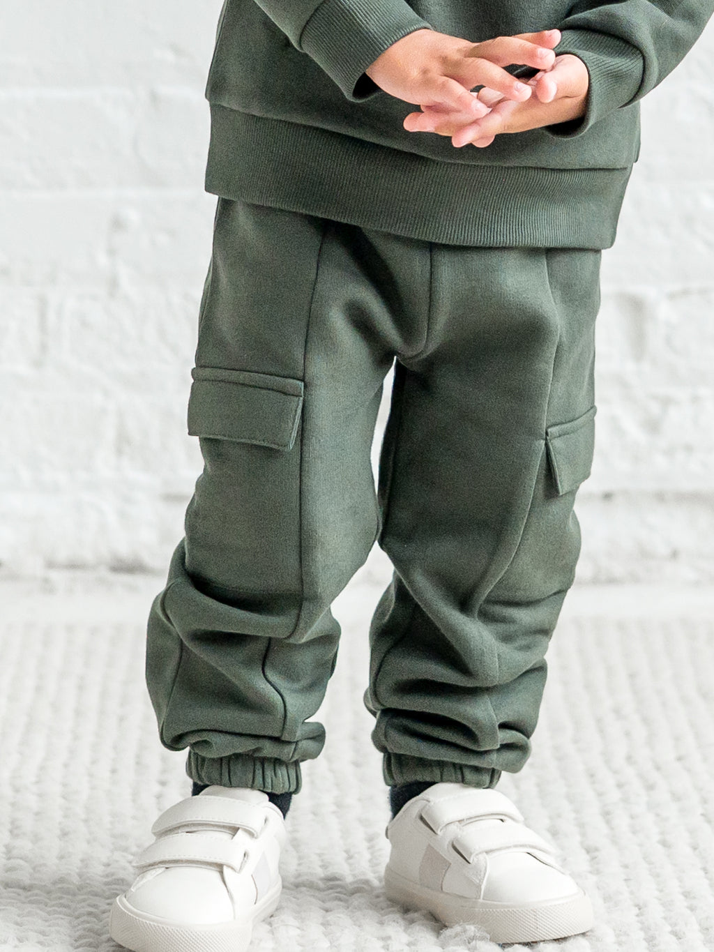Dallis Fleece Cargo Sweatpants Sale : Baby-Kids : Bottoms : Joggers Kendi Dallis Fleece Cargo Sweatpants for Baby | Colored Organics®