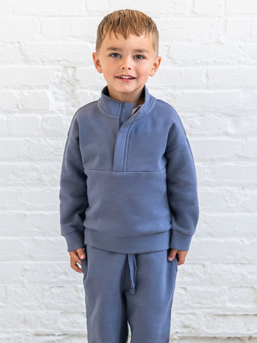Jae Fleece Blocked Half Zip Pullover - Steel
