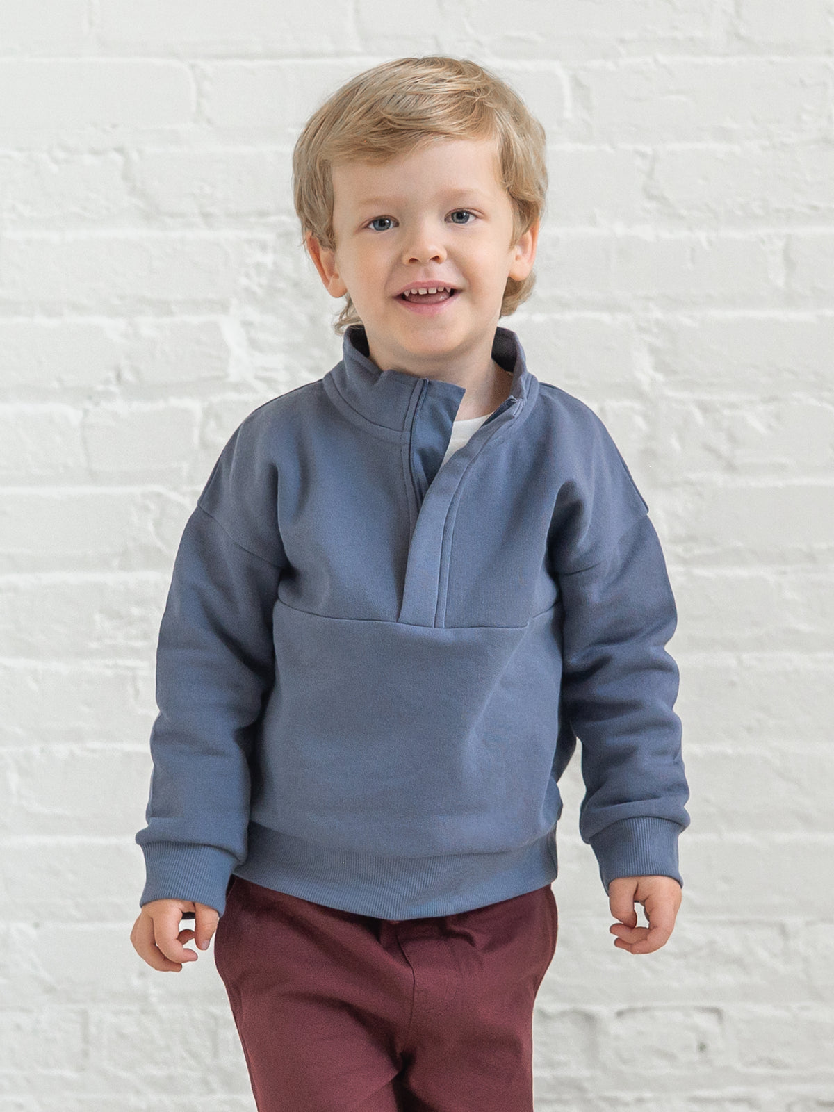 Jae Fleece Blocked Half Zip Pullover - Steel