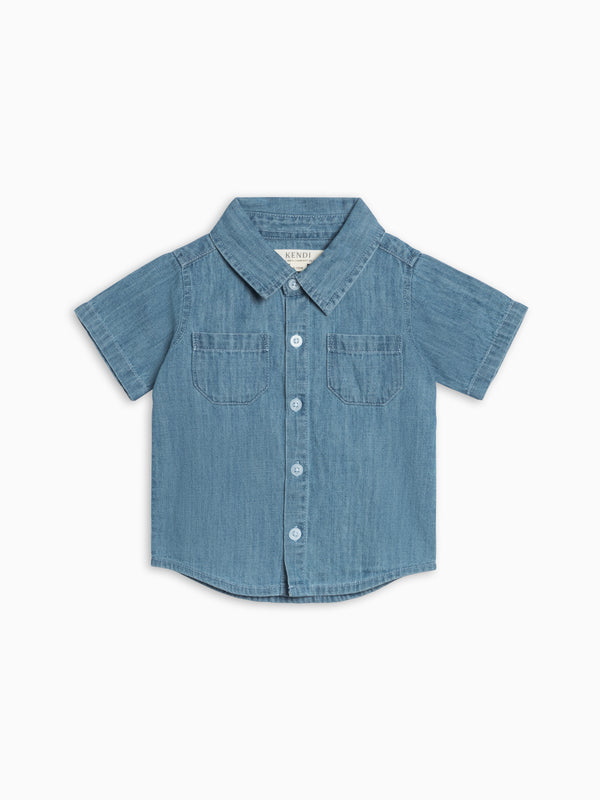 Graham Chambray Collared Button Down Shirt