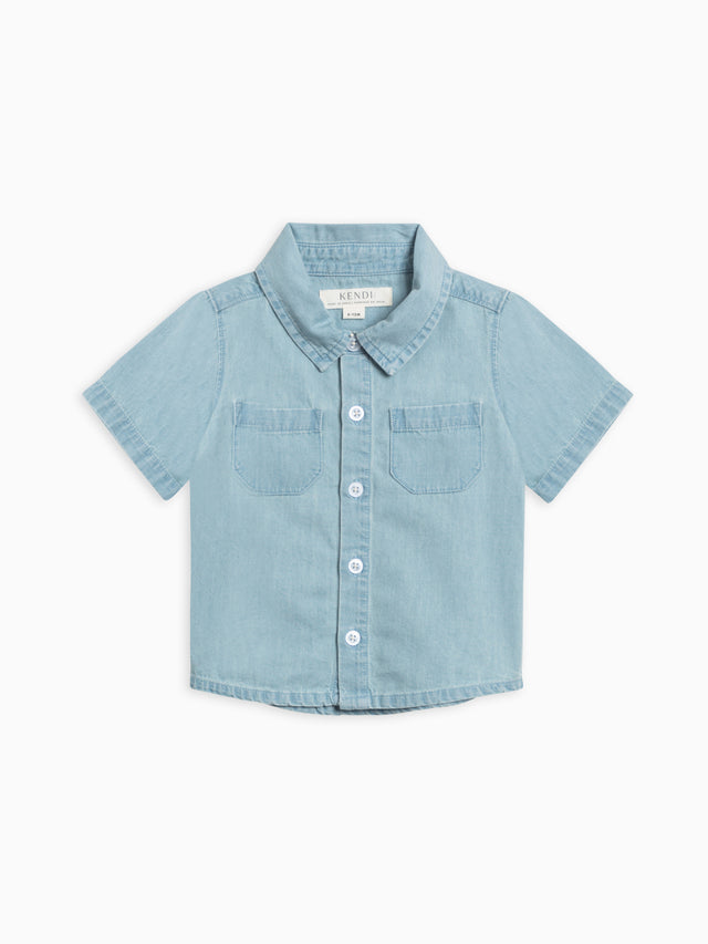 Graham Chambray Collared Button Down Shirt