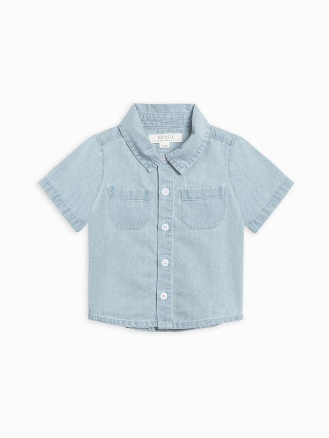 Light Chambray Collared Button Down Shirt