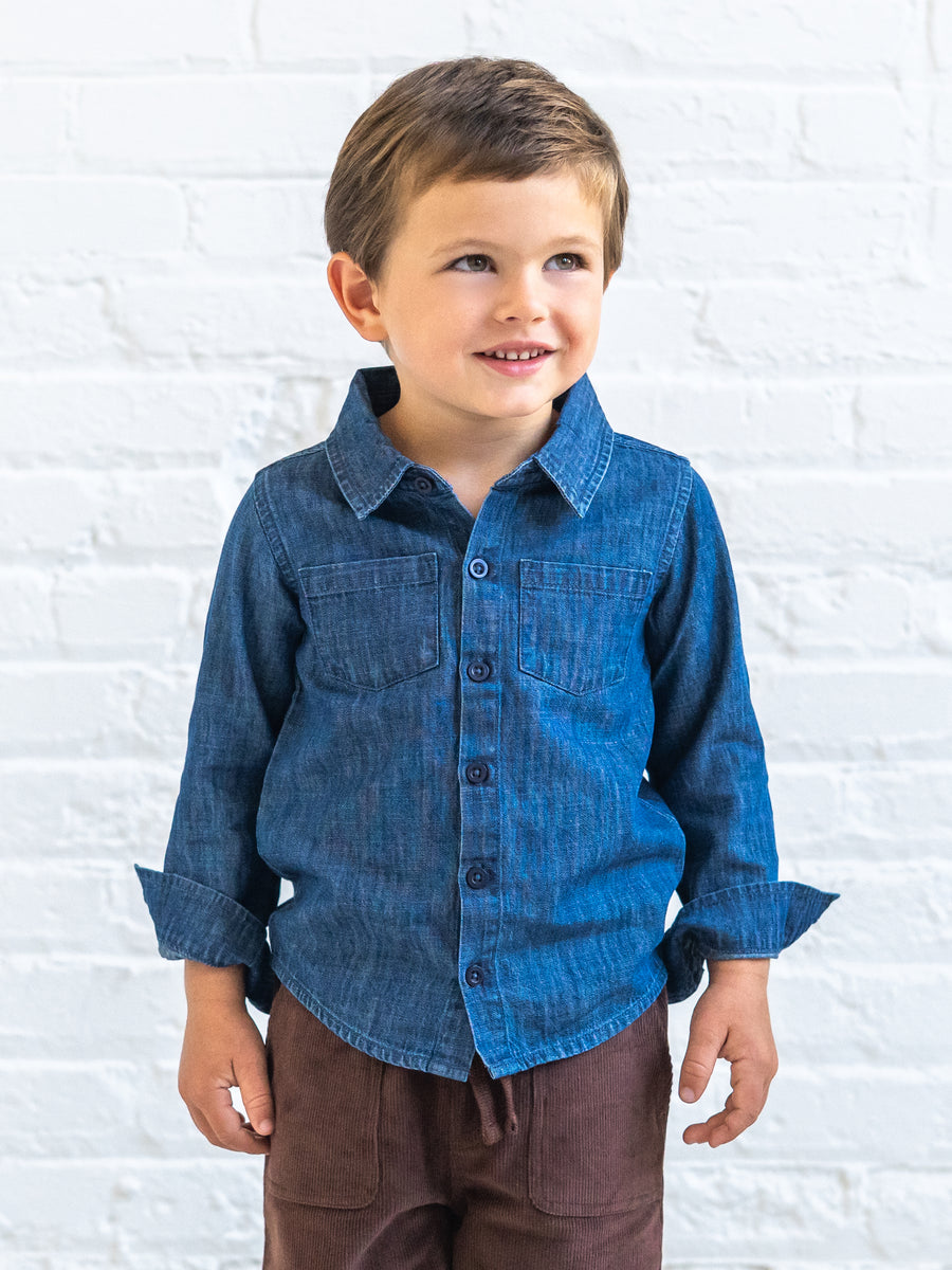 Hayes Chambray Long Sleeve Collared Shirt - AW26 Chambray