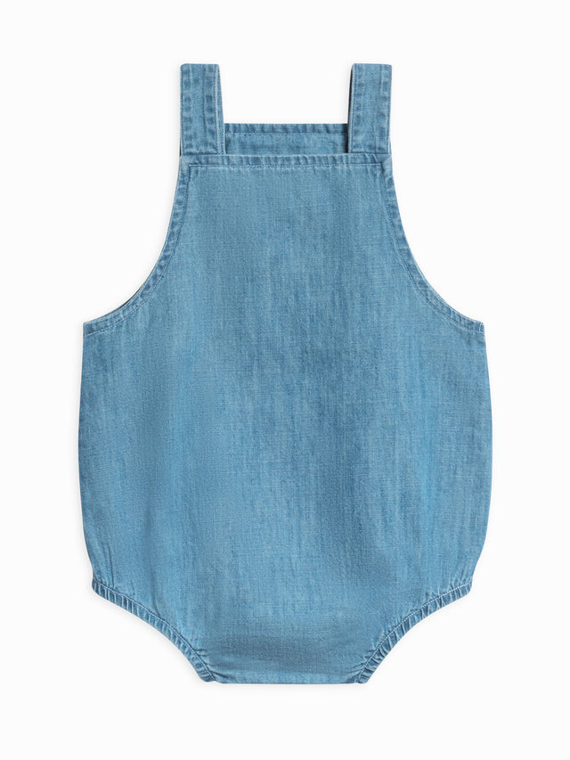Noe Chambray Bubble Overall Baby :Bottoms :Overalls :Shorts Kendi Organic Cotton Baby Noe Chambray Bubble Overall