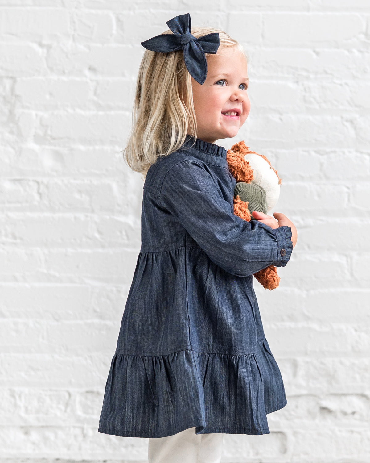 chambray shirt dress Colored Organics all white Size:Girls 7 and functional pockets y2k Striped Dress Pink