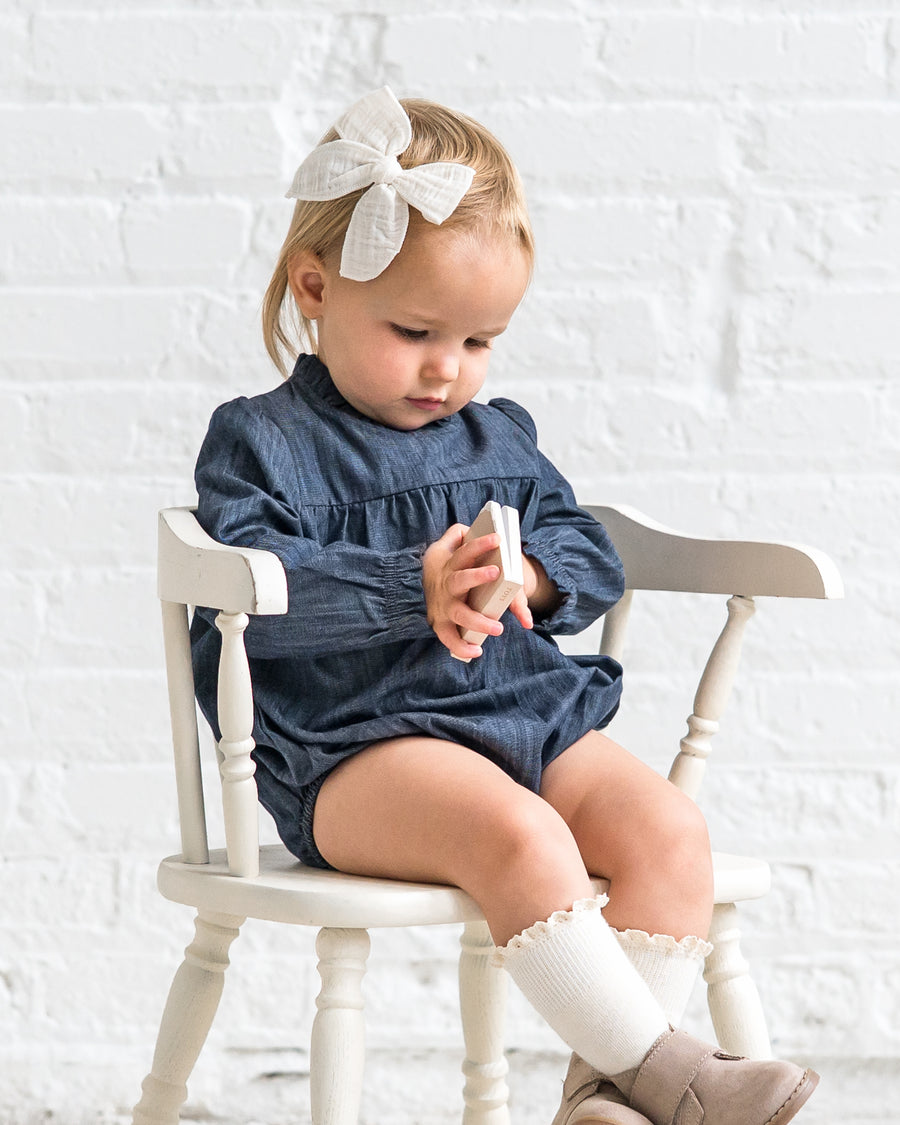 Chantal Chambray Ruffle Romper