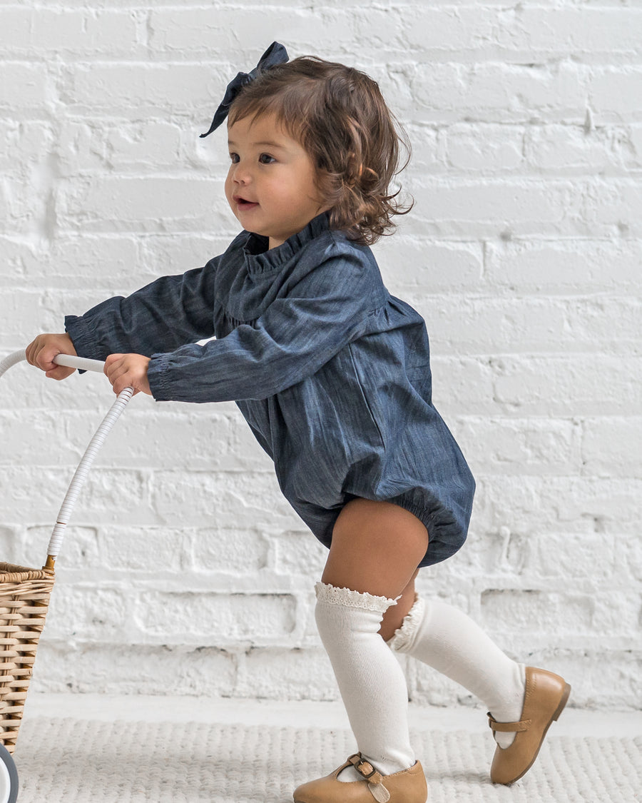 Chantal Chambray Ruffle Romper