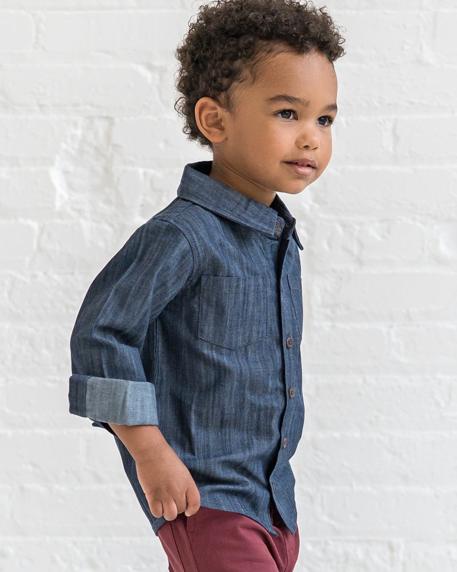 Hayes Chambray Long Sleeve Collared Shirt