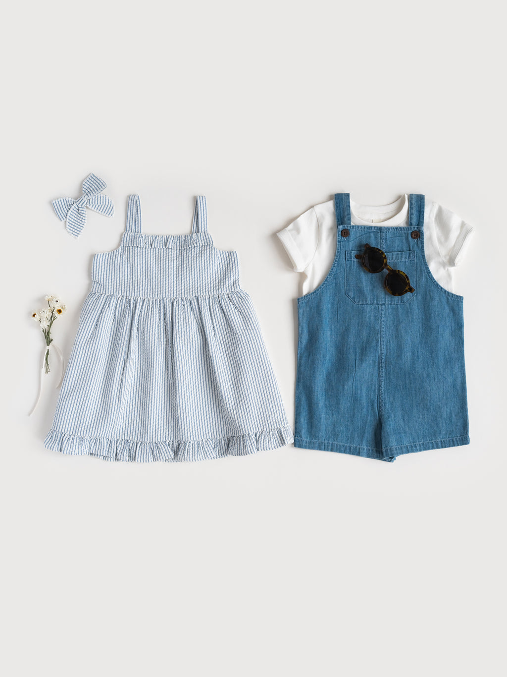 Zack Chambray Overall Short Kids : Bottoms : Overalls : Shorts KENDI by Colored Organics Zack Chambray Overall Short for Baby | Colored Organics®