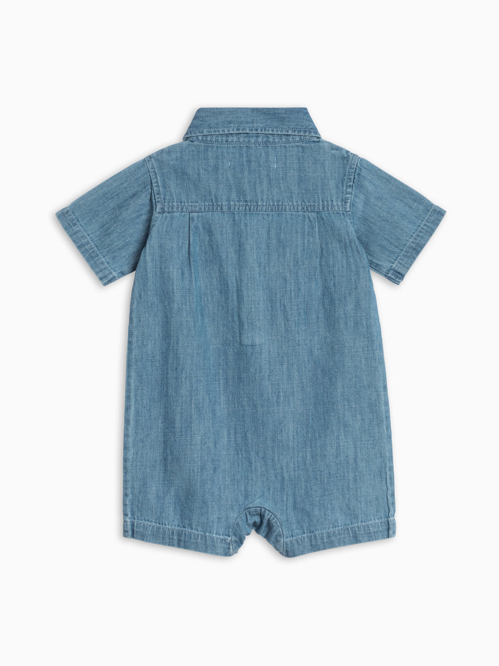 Ted Chambray Collared Romper Baby : One Pieces : Rompers : Short Sleeves KENDI by Colored Organics Ted Chambray Collared Romper for Baby | Colored Organics®