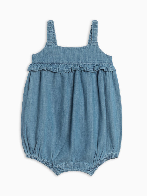 Gemma Chambray Bubble Romper Baby : One Pieces : Rompers : Tanks KENDI by Colored Organics Gemma Chambray Bubble Romper for Baby | Colored Organics®