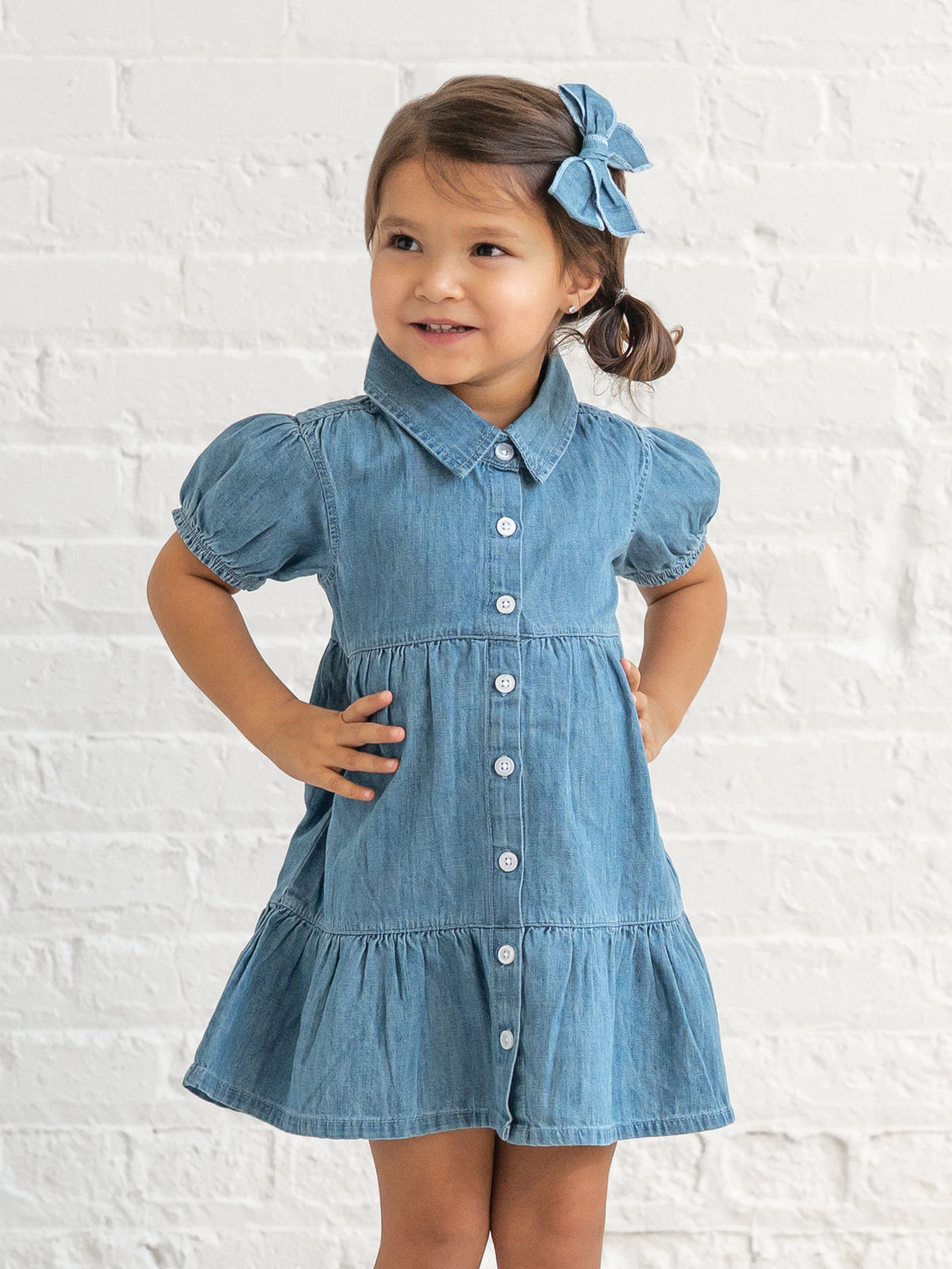 Milly Chambray Shirt Dress Baby-Kids : Dresses : Short Sleeves KENDI by Colored Organics Milly Chambray Shirt Dress for Baby | Colored Organics®