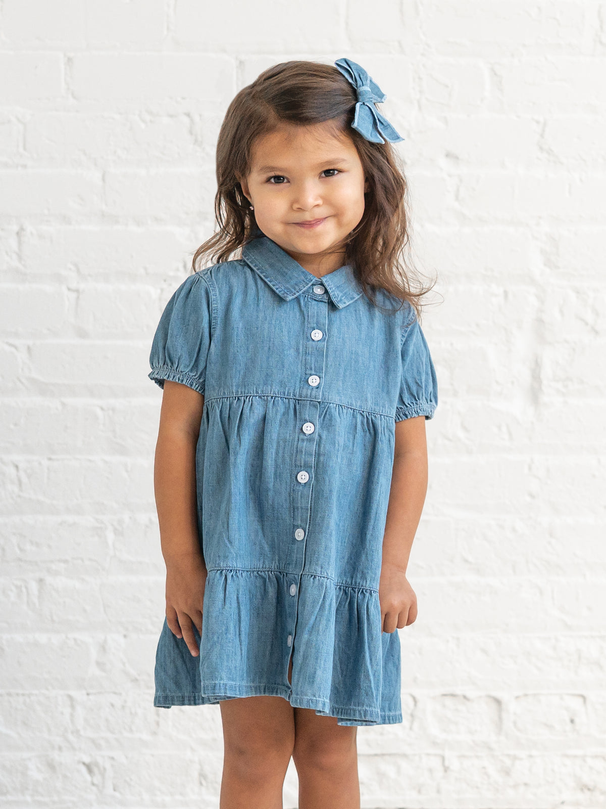 Milly Chambray Shirt Dress Baby-Kids : Dresses : Short Sleeves KENDI by Colored Organics Milly Chambray Shirt Dress for Baby | Colored Organics®