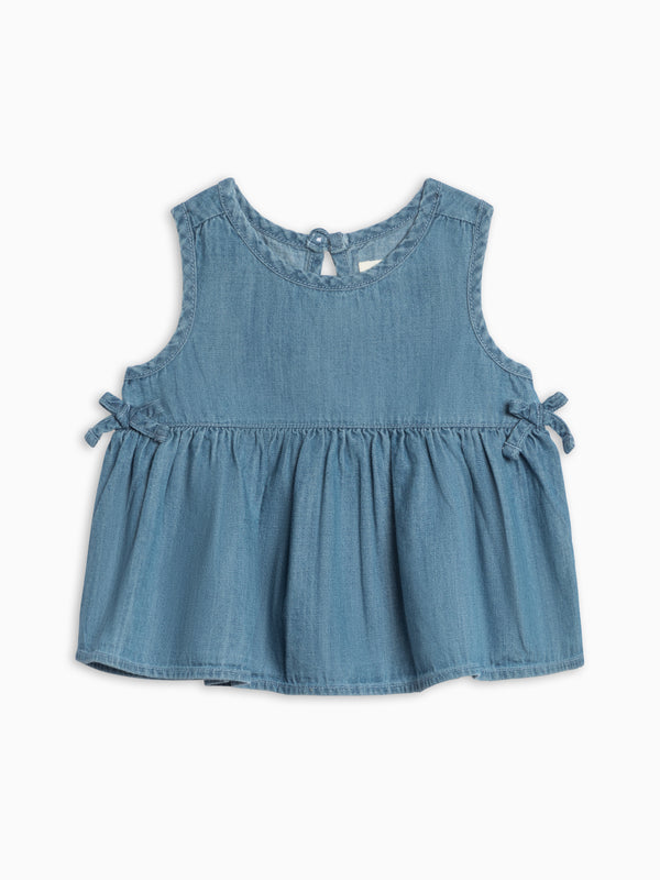 Lana Chambray Ruffle and Bow Tank