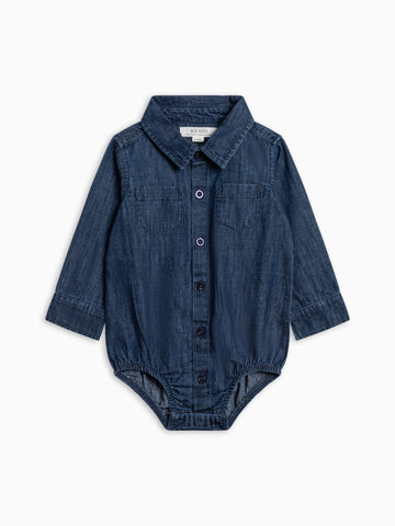 Flint Chambray Collared Bodysuit - AW26 Chambray
