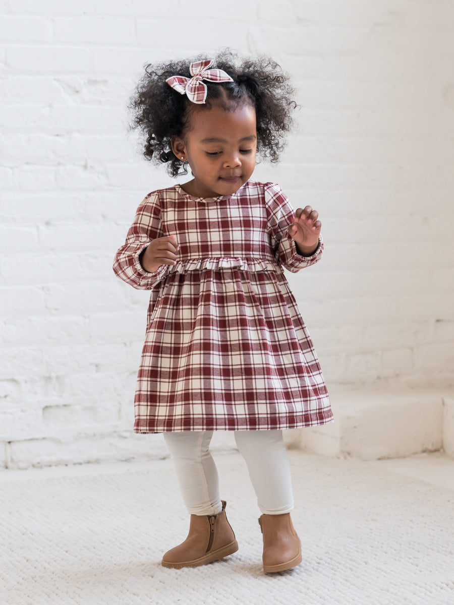 Sydney Flannel Long Sleeve Ruffle Dress