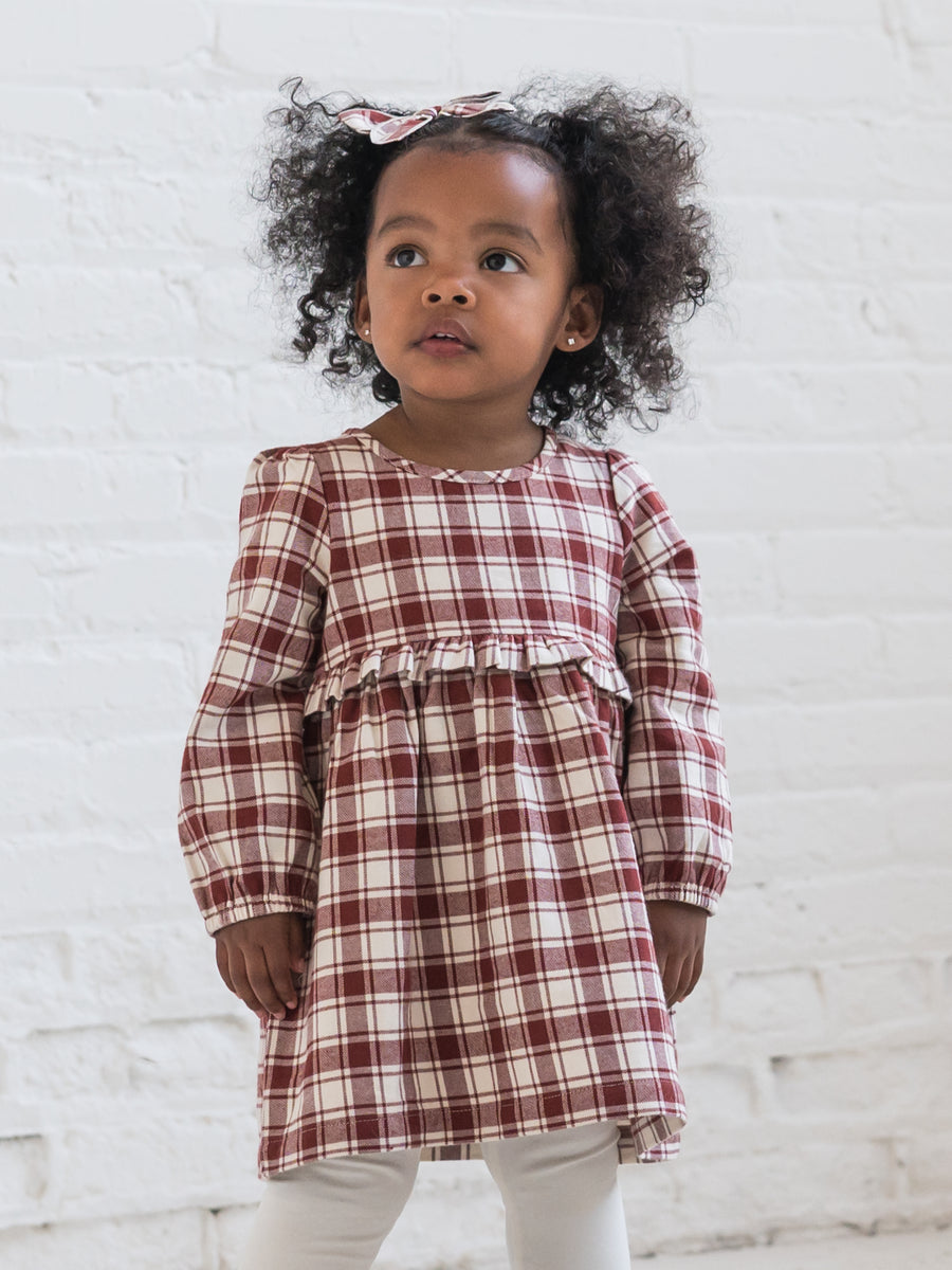 Sydney Flannel Long Sleeve Ruffle Dress