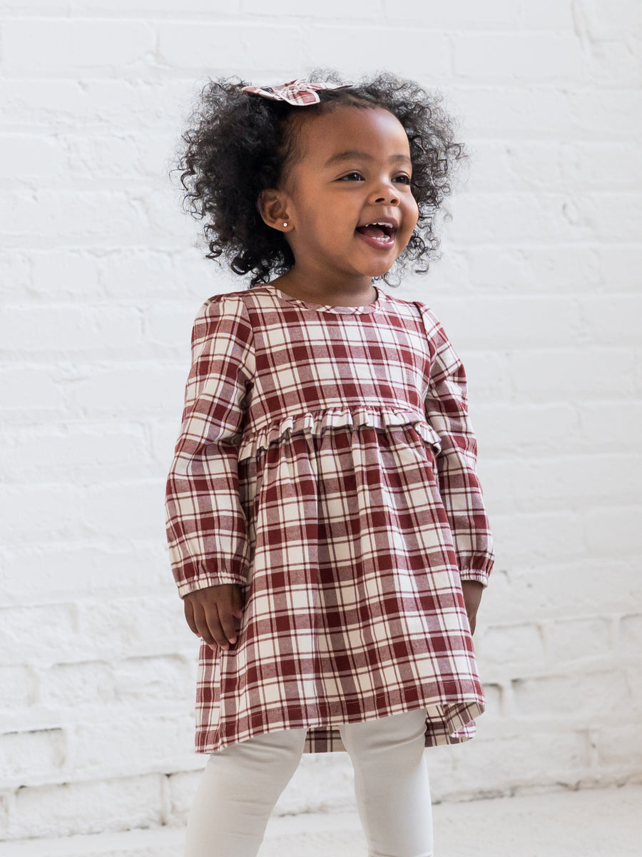 Sydney Flannel Long Sleeve Ruffle Dress