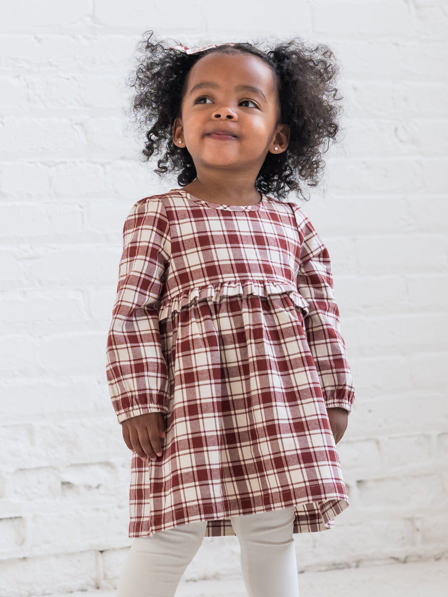 Sydney Flannel Long Sleeve Ruffle Dress