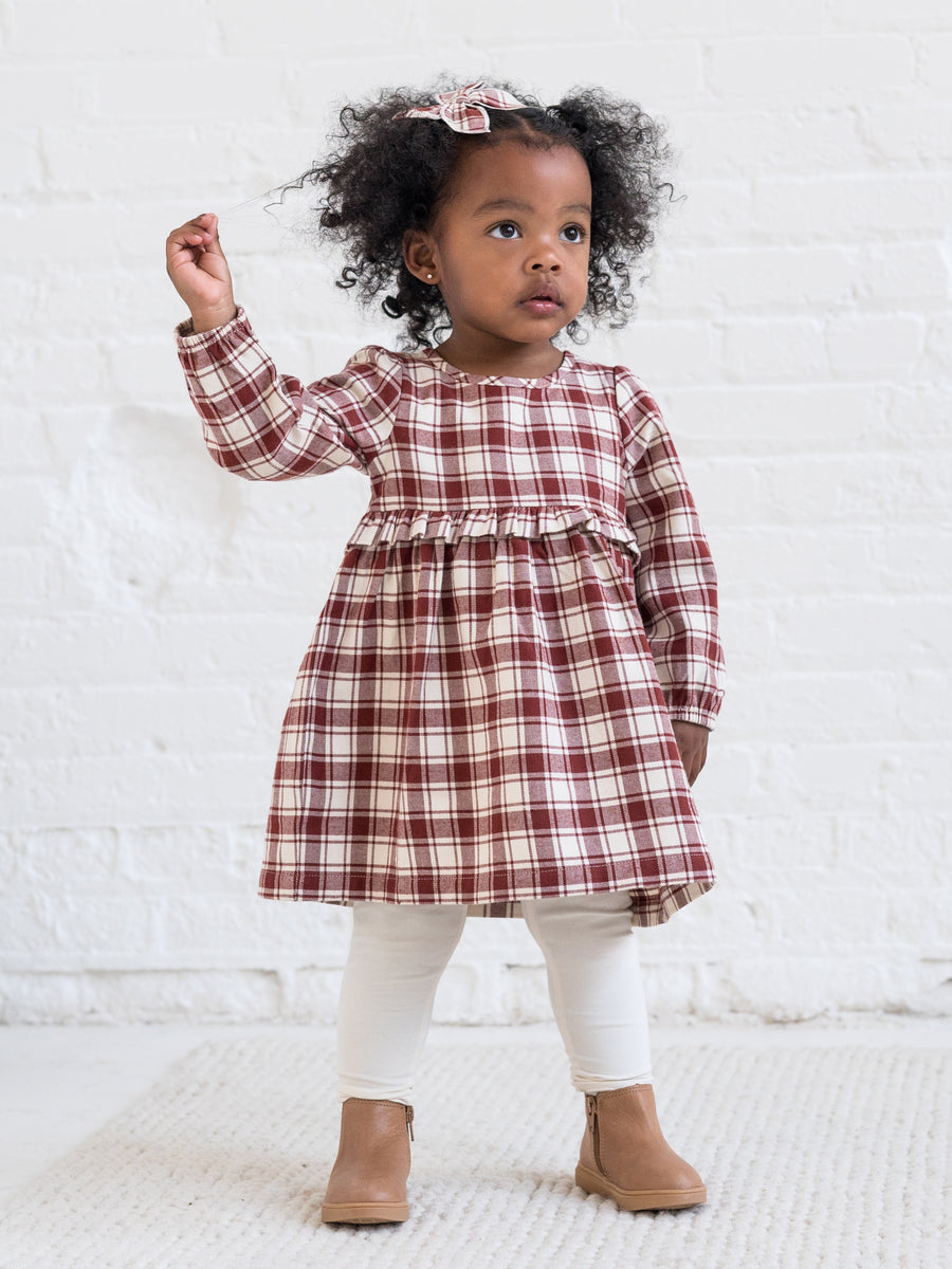 Sydney Flannel Long Sleeve Ruffle Dress