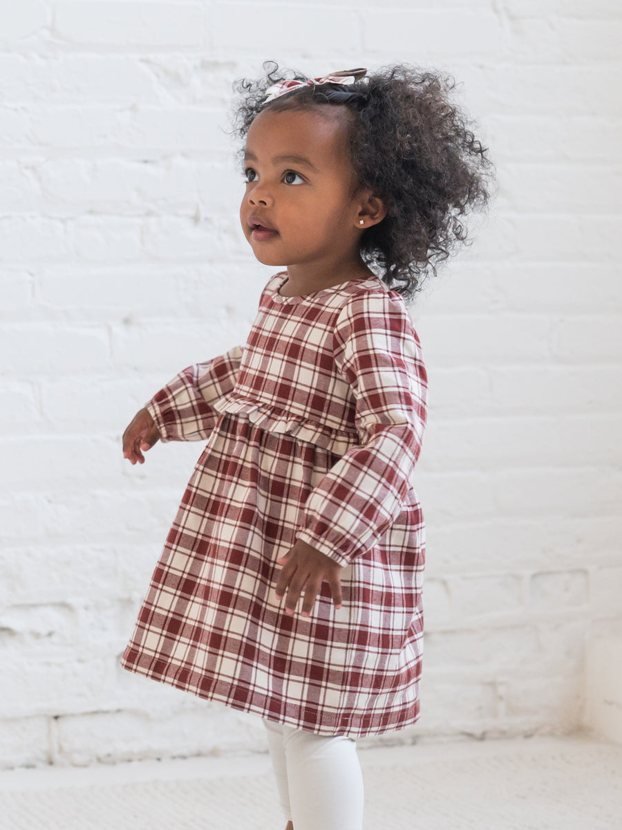 Sydney Flannel Long Sleeve Ruffle Dress