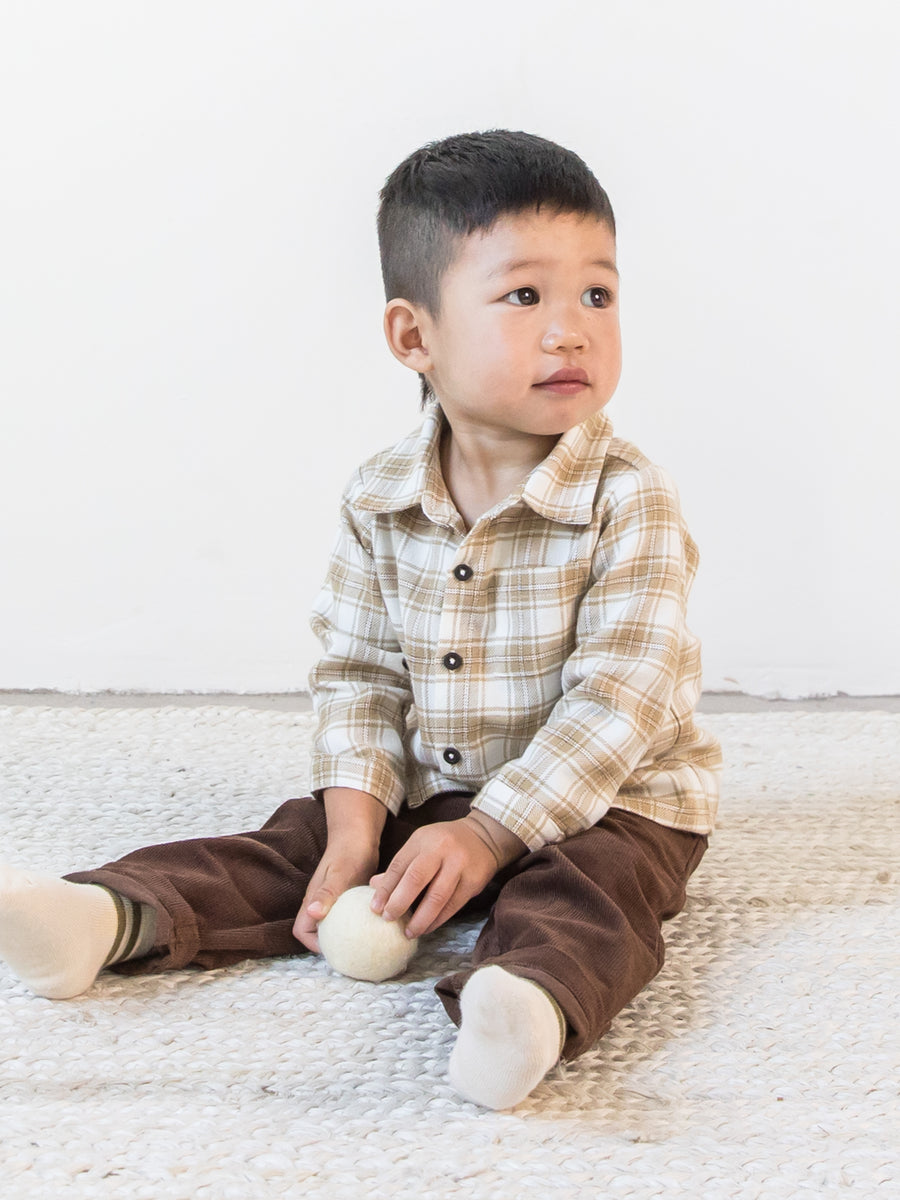 Logan Flannel Long Sleeve Collared Button Down Shirt Baby-Kids : Tops : Long Sleeves Colored Organics Organic Baby and Kids Logan Flannel Long Sleeve Collared Button Down Shirt