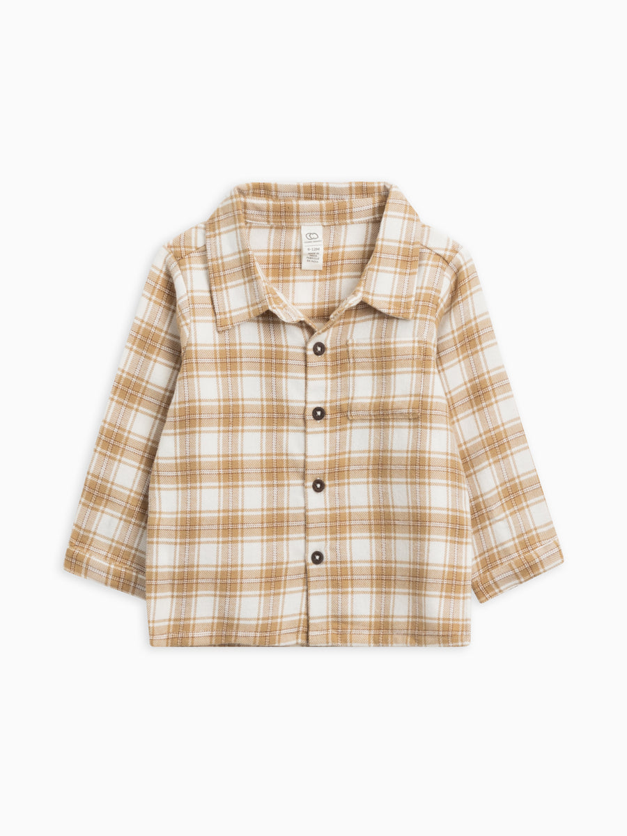 Logan Flannel Long Sleeve Collared Button Down Shirt Baby-Kids : Tops : Long Sleeves Colored Organics Organic Baby and Kids Logan Flannel Long Sleeve Collared Button Down Shirt