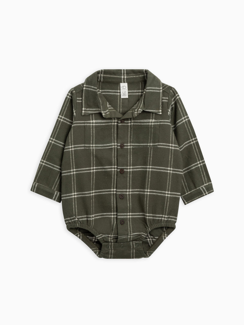 Carson Flannel Collared Button Down Bodysuit