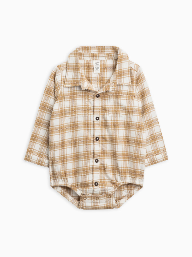 Carson Flannel Collared Button Down Bodysuit