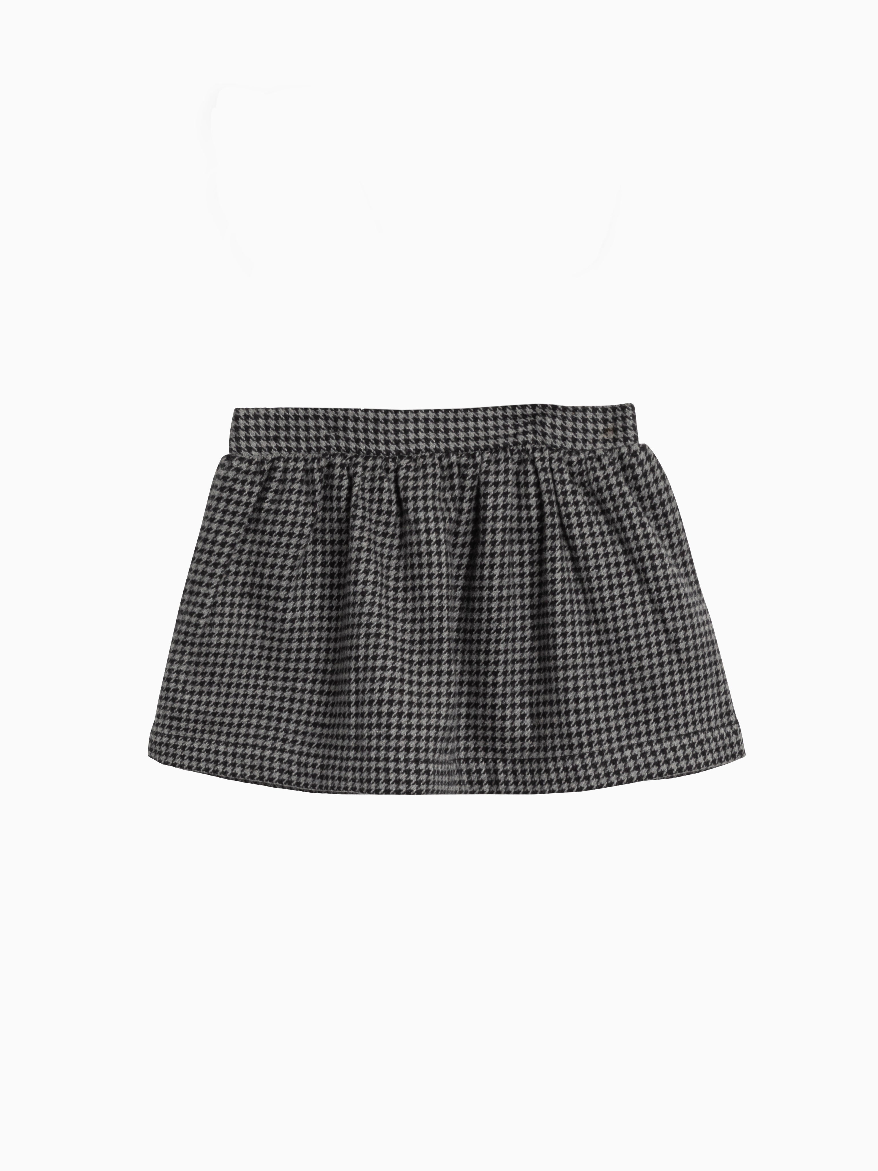 Ammie Flannel Skirt with Ruffle Suspenders - Houndstooth / 5T/6