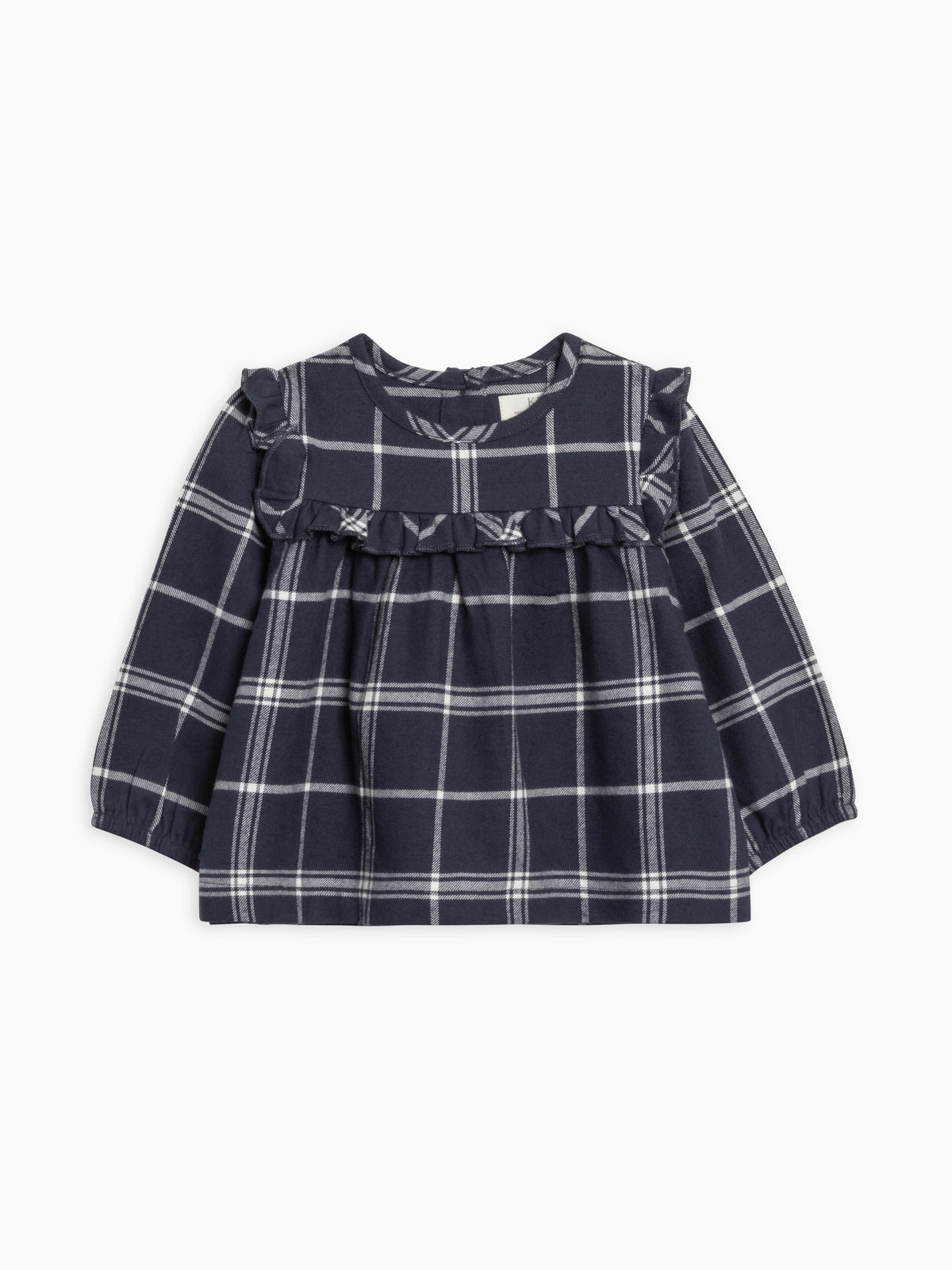 Sally Flannel Ruffle Neckline Top Sale : Baby-Kids : Tops : Shirts : Long Sleeves KENDI by Colored Organics Organic Cotton Baby and Kids Sally | Colored Organics®