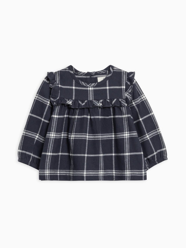 Sally Flannel Ruffle Neckline Top