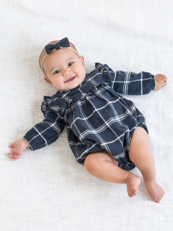 Ruth Flannel Ruffle Neck Bodysuit Sale : Baby : One Pieces : Bodysuits : Long Sleeves Kendi Organic Cotton Baby Ruth Flannel Ruffle Neck Bodysuit