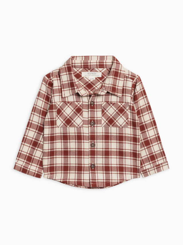Lev Flannel Long Sleeve Collared Button Down Shirt Sale :Baby-Kids :Tops :Shirts :Long Sleeves Kendi Organic Cotton Baby and Kids Lev Flannel Long Sleeve Collared Button Down Shirt
