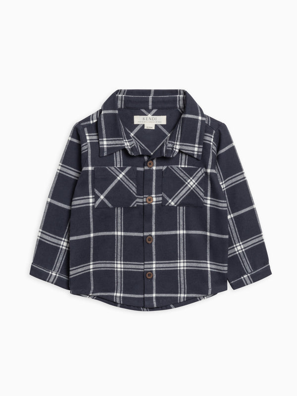 Lev Flannel Long Sleeve Collared Button Down Shirt Sale : Baby-Kids : Tops : Shirts : Long Sleeves Kendi Organic Cotton Baby and Kids Lev Flannel Long Sleeve Collared Button Down Shirt