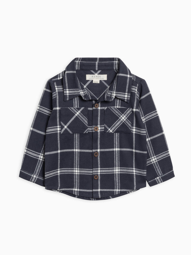 Lev Flannel Long Sleeve Collared Button Down Shirt Sale : Baby-Kids : Tops : Shirts : Long Sleeves Kendi Organic Cotton Baby and Kids Lev Flannel Long Sleeve Collared Button Down Shirt