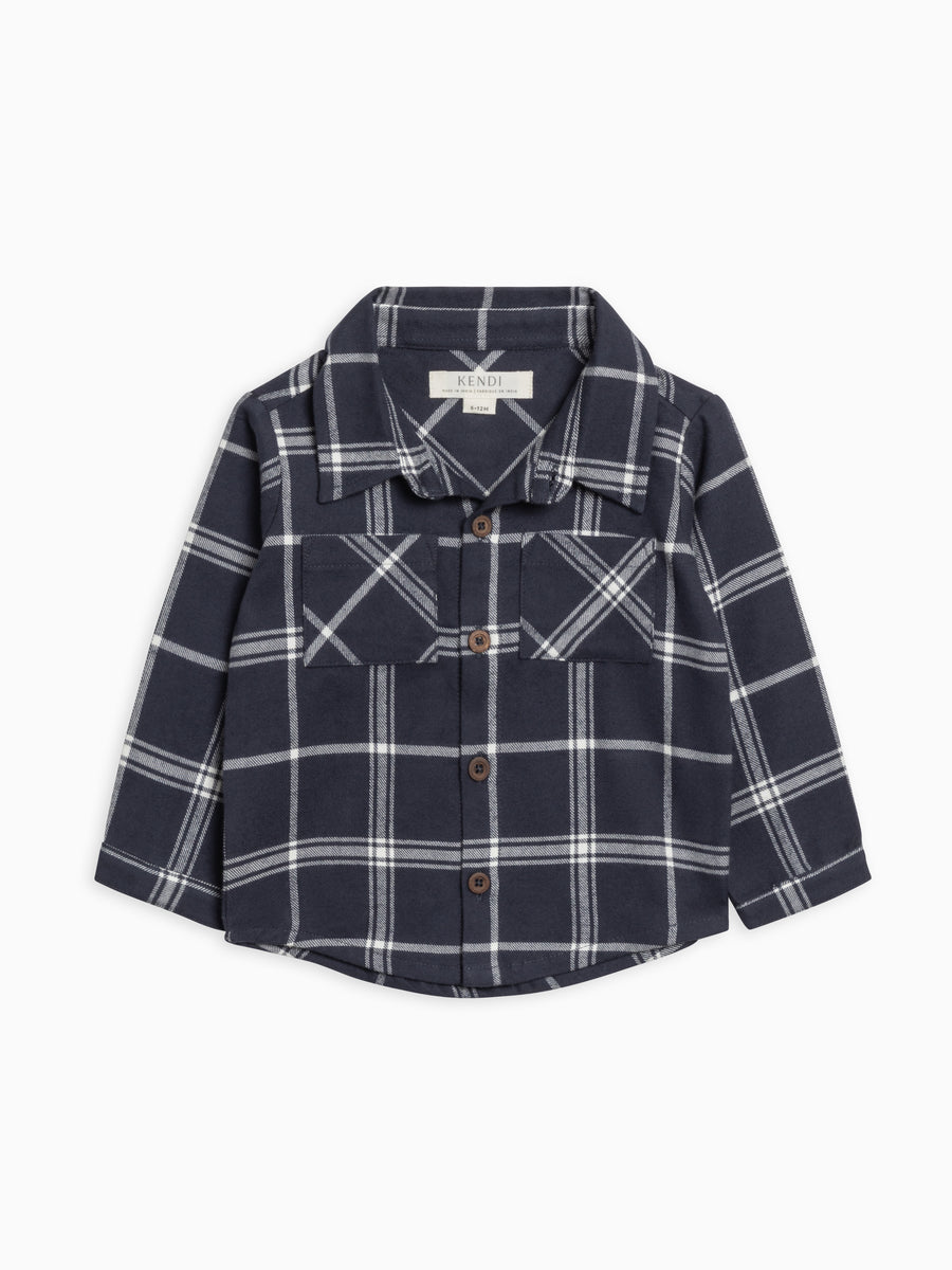 Lev Flannel Long Sleeve Collared Button Down Shirt Sale :Baby-Kids :Tops :Shirts :Long Sleeves Kendi Organic Cotton Baby and Kids Lev Flannel Long Sleeve Collared Button Down Shirt