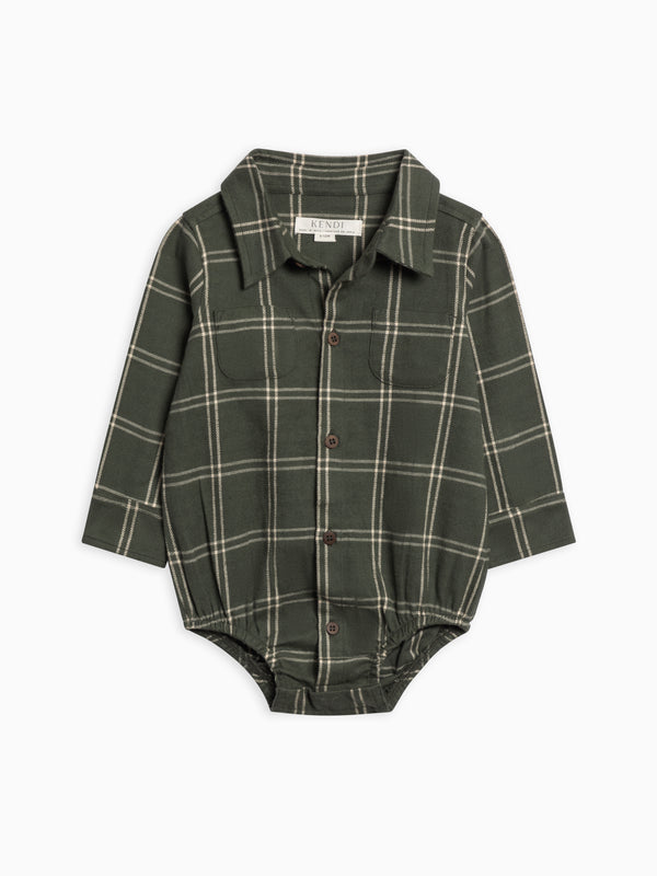 Giri Flannel Collared Bodysuit