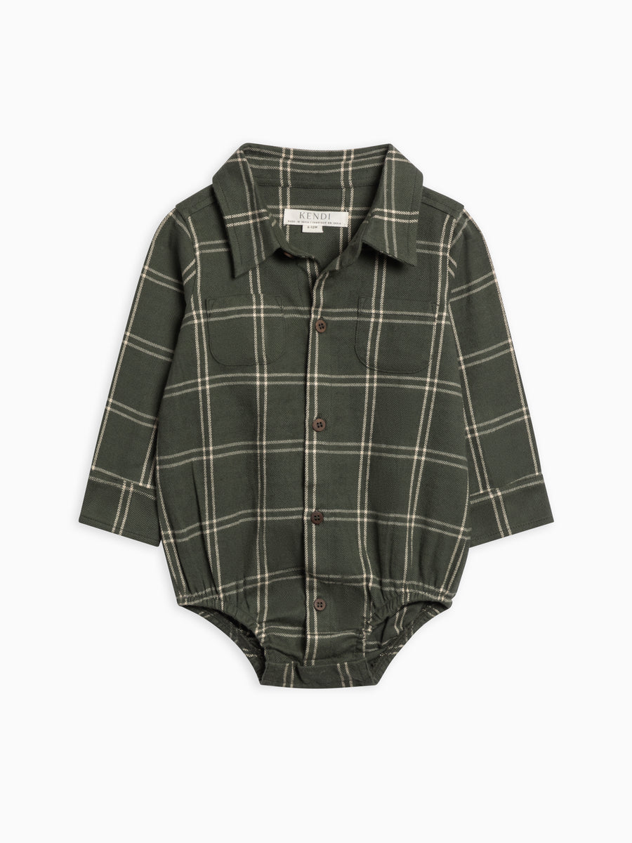 Giri Flannel Collared Bodysuit