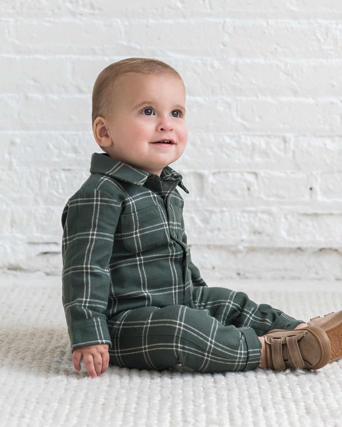 Bohdi Flannel Collared Romper Chestnut Plaid 0-3M