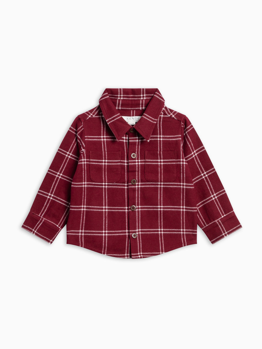 PRE ORDER Hugo Flannel Long Sleeve Collared Button Down Shirt - Pomegranate Plaid Baby-Kids : Tops : Shirts : Long Sleeves KENDI by Colored Organics Organic Cotton Baby and Kids Hugo | Colored Organics®