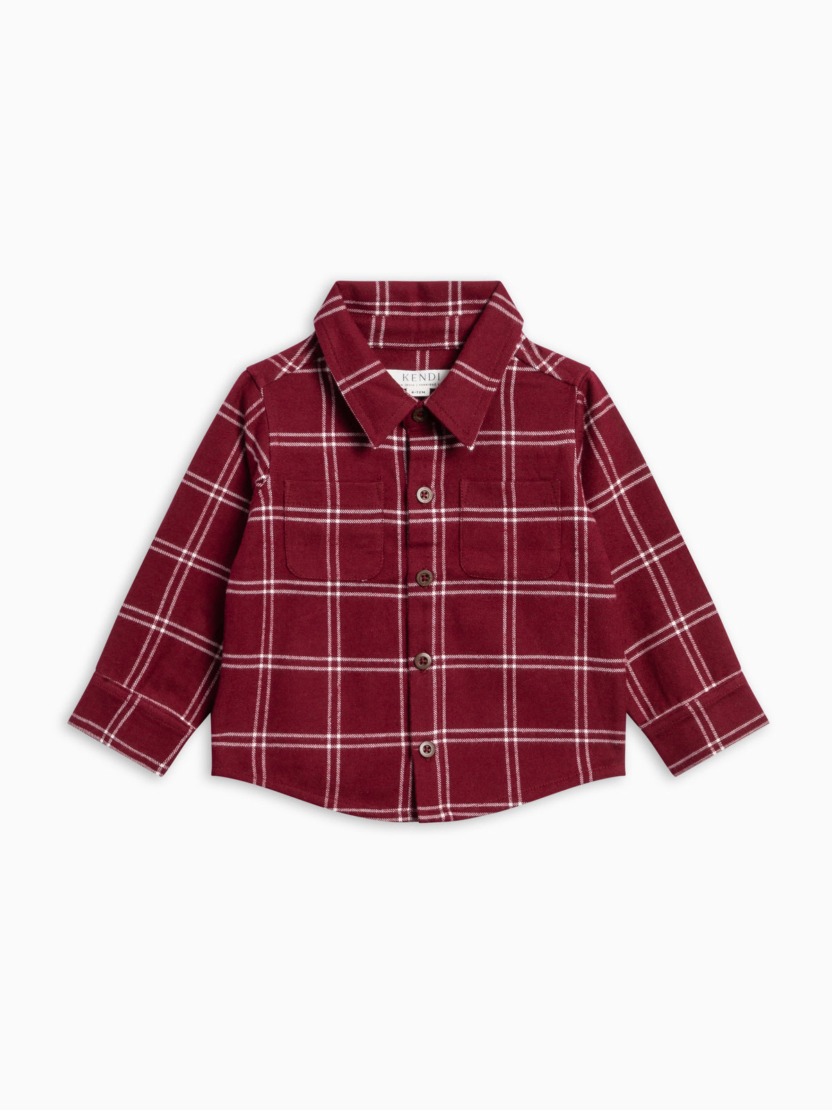 PRE ORDER Hugo Flannel Long Sleeve Collared Button Down Shirt - Pomegranate Plaid Baby-Kids : Tops : Shirts : Long Sleeves KENDI by Colored Organics Organic Cotton Baby and Kids Hugo | Colored Organics®