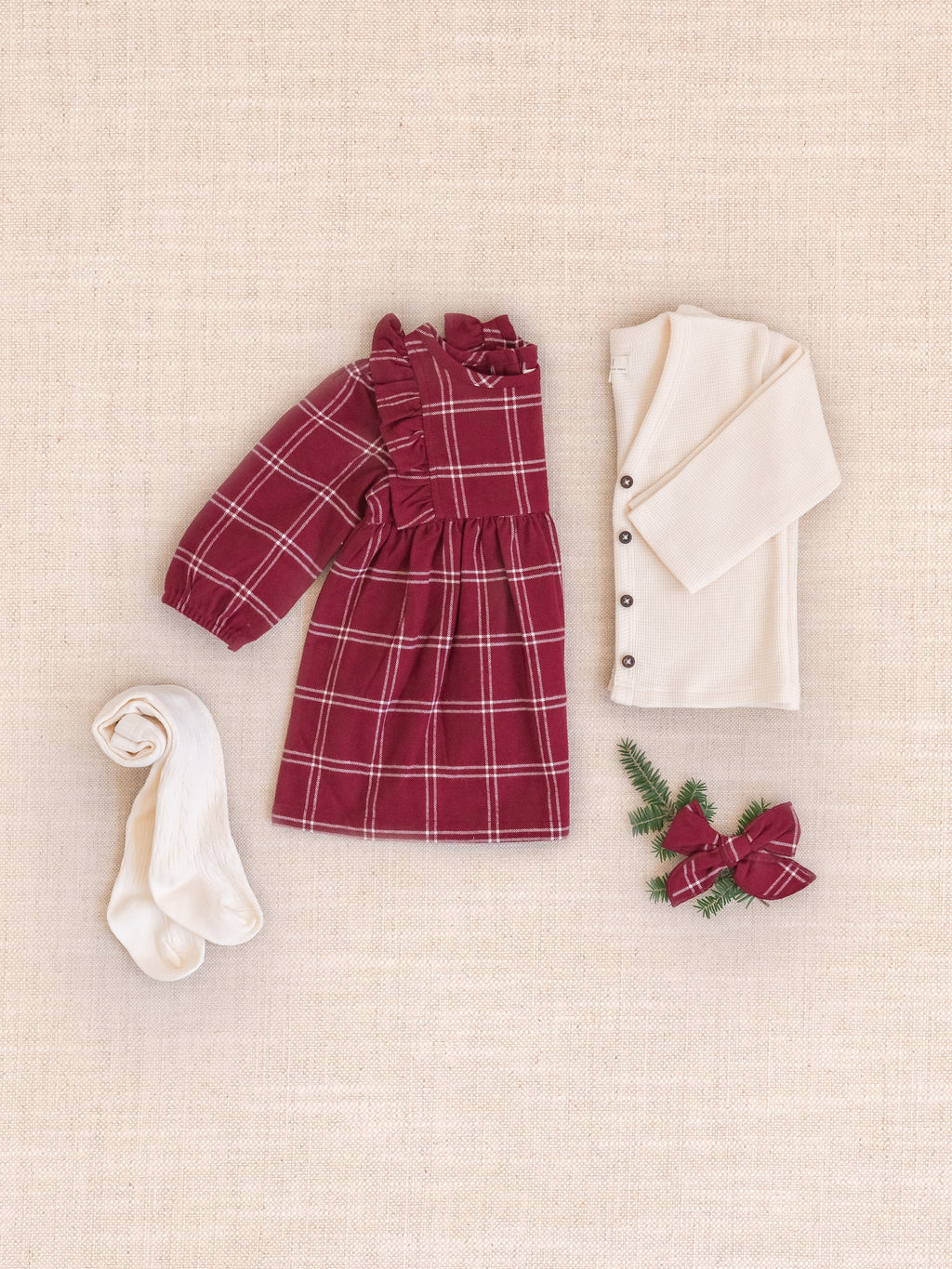 Celyn Flannel Ruffle Long Sleeve Dress - Pomegranate Plaid Baby-Kids : Dresses : Long Sleeves KENDI by Colored Organics Organic Cotton Baby and Kids Celyn | Colored Organics®