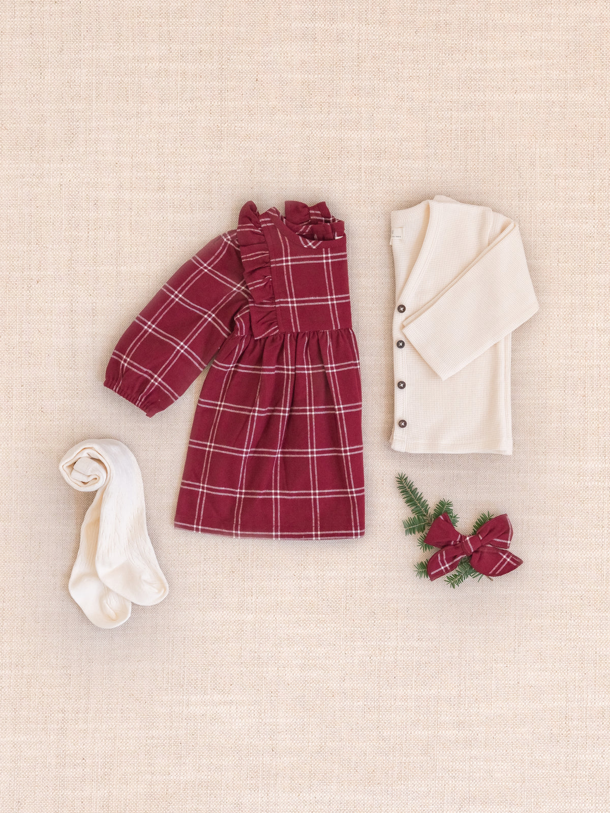 Celyn Flannel Ruffle Long Sleeve Dress - Pomegranate Plaid Baby-Kids : Dresses : Long Sleeves KENDI by Colored Organics Organic Cotton Baby and Kids Celyn | Colored Organics®