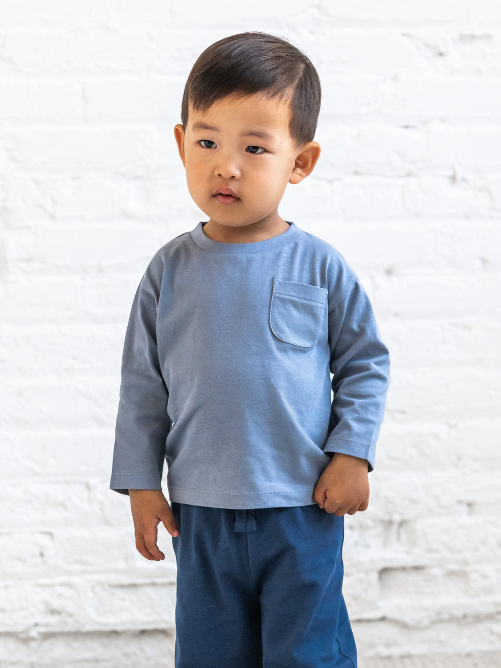PRE ORDER Reese Drop Shoulder Tee - Bluen Baby-Kids : Tops : Tees : Long Sleeves KENDI by Colored Organics Reese Drop Shoulder Tee Baby for Kids | Colored Organics®