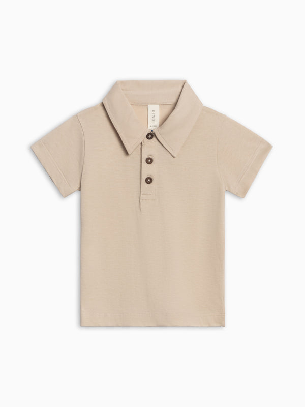 Ben Short Sleeve Polo - Dune Baby-Kids : Tops : Shirts : Short Sleeves KENDI by Colored Organics Ben Short Sleeve Polo - Dune for Baby | Colored Organics®
