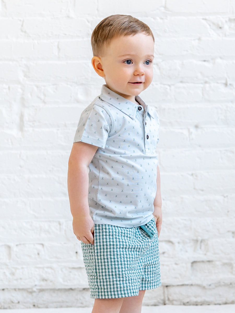Ben Short Sleeve Polo - Tee Time / Powder + Laguna