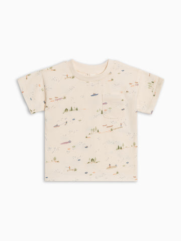 Hollis Drop Shoulder Tee - Lake / Barn + Mint Baby-Kids : Tops : Tees : Short Sleeves Kendi PRE ORDER Hollis Drop Shoulder Tee | Colored Organics®