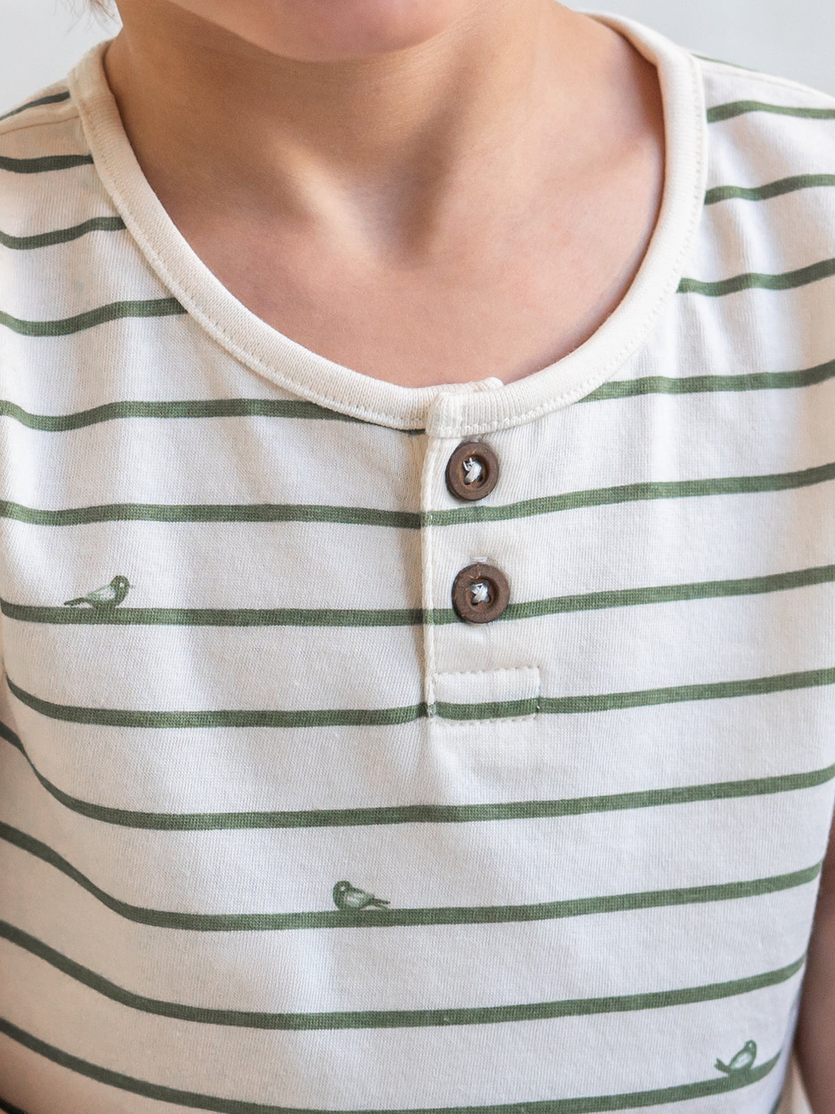Niko Henley Tank Top - Bird Stripe / Fern Baby-Kids : Tops : Tanks Kendi Niko Henley Tank Top - Bird Stripe / | Colored Organics®